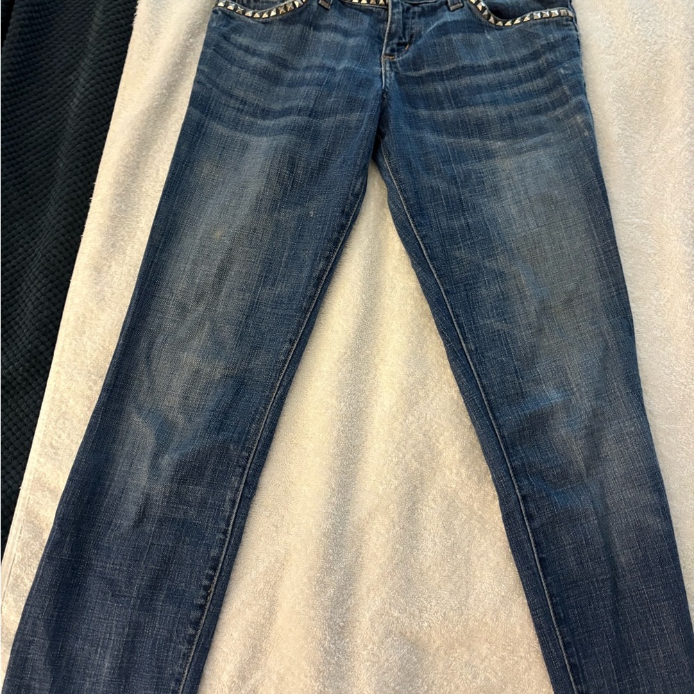 Current/Elliott Studded Blue Skinny Jeans